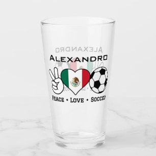 Peace Liebe Fußglas mit Namen Glas