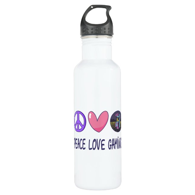 Peace Liebe Gaming Edelstahlflasche (Vorderseite)