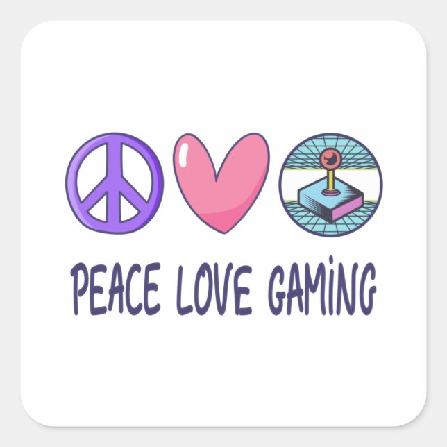 Peace Liebe Gaming Quadratischer Aufkleber (Vorderseite)
