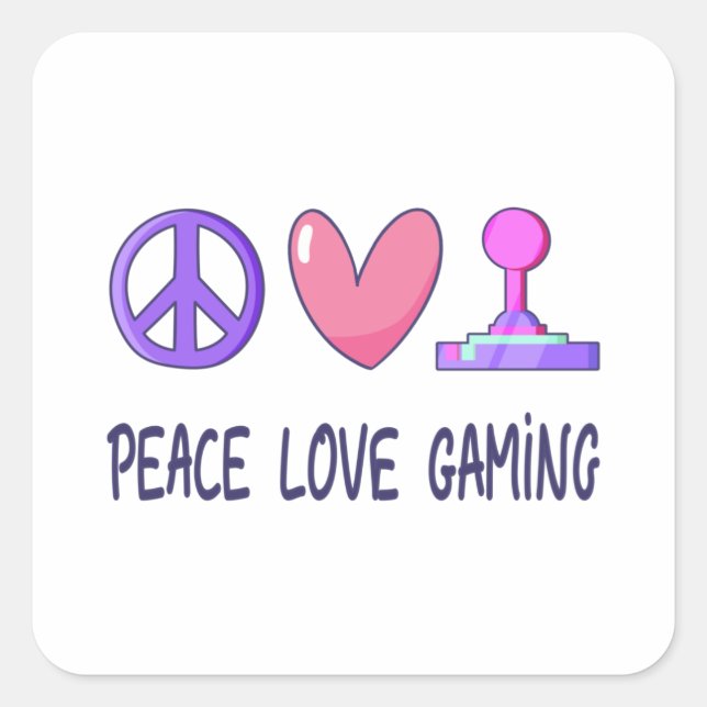 Peace Liebe Gaming Quadratischer Aufkleber (Vorderseite)