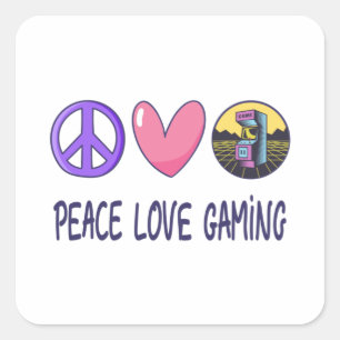 Peace Liebe Gaming Quadratischer Aufkleber