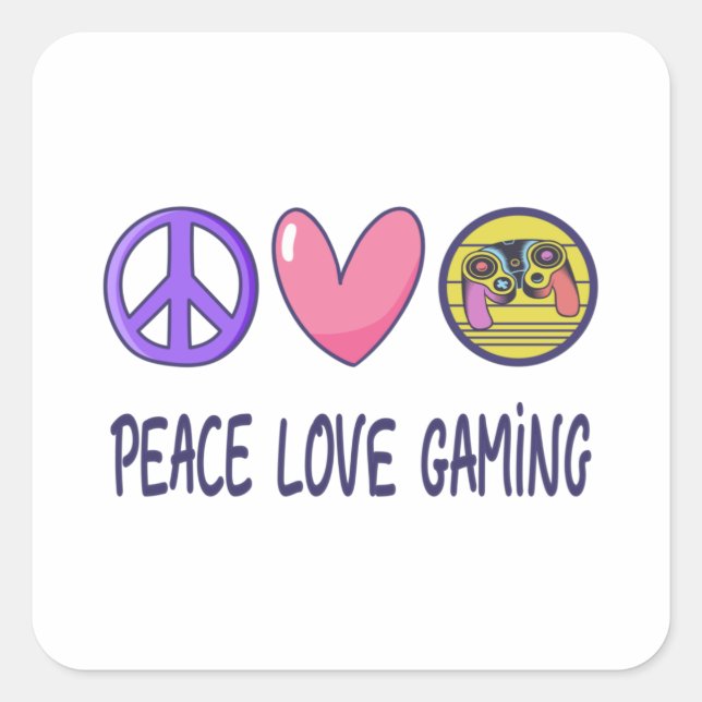 Peace Liebe Gaming Quadratischer Aufkleber (Vorderseite)