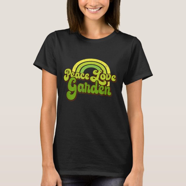 PEACE LIEBE GARDEN Rainbow Groovy Hippie T-Shirt (Vorderseite)