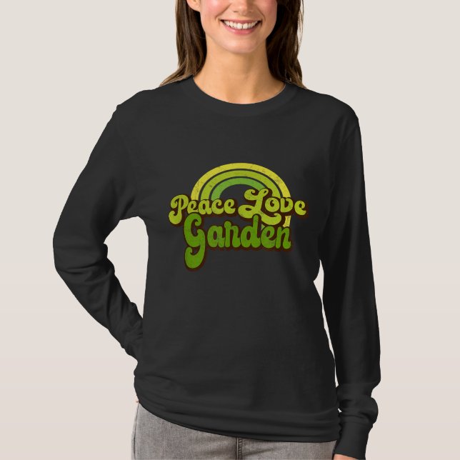 PEACE LIEBE GARDEN Rainbow Groovy Hippie T-Shirt (Vorderseite)