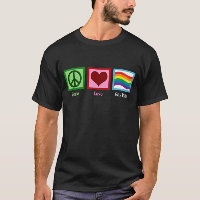 Peace Liebe Gay Pride Parade Regenbogenflagge T-Shirt (Vorderseite)