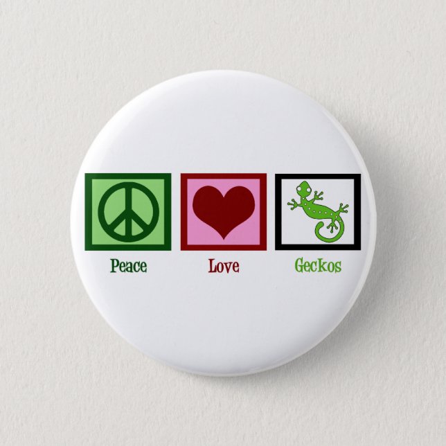 Peace Liebe Geckos Button (Vorderseite)