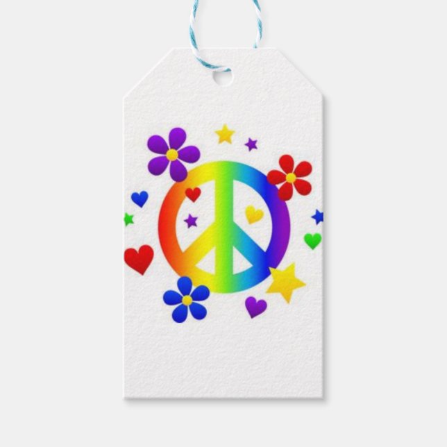 PEACE LIEBE GEFÄRBTE KRAWATTE HIPPIE SYMBOL GIFT T GESCHENKANHÄNGER (Vorderseite)