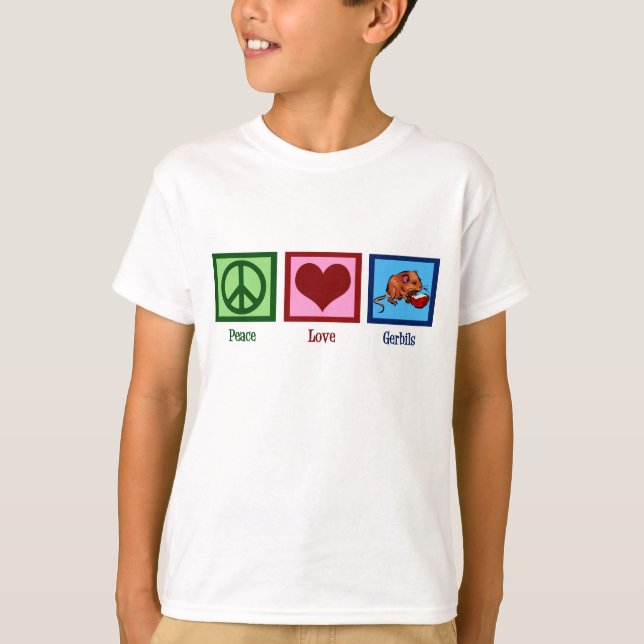 Peace Liebe Gerbils Kids T-Shirt (Vorderseite)