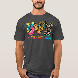 Peace Liebe German Shepherd Gefärbte Krawatte Dog T-Shirt