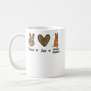 Peace Liebe German Shepherd Leopard Lover Pet Dog Kaffeetasse