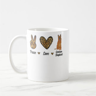 Peace Liebe German Shepherd Leopard Lover Pet Dog  Kaffeetasse
