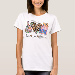 Peace Liebe Girls Trip Leopard Herzbeutel erhöhen T-Shirt
