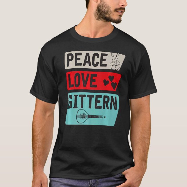Peace Liebe Gittern Musical Instrument Gittern Pla T-Shirt (Vorderseite)