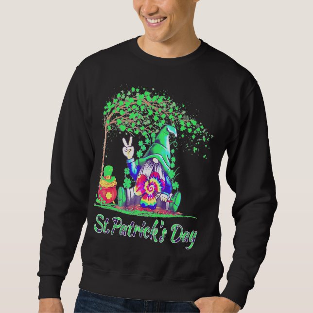 Peace Liebe Gnome St. Patrick's Day Hippie Gnome D Sweatshirt (Vorderseite)