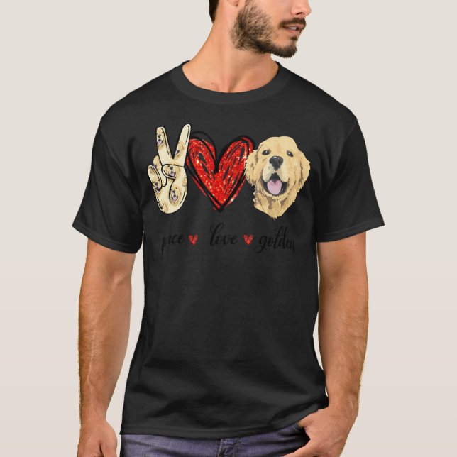 Peace Liebe Golden Dog Golden Retriever Vater Mama T-Shirt (Vorderseite)