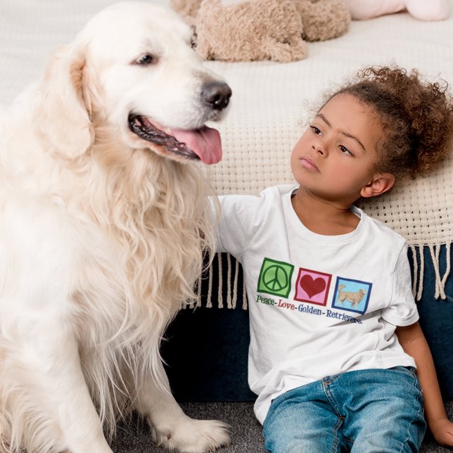 Peace Liebe Golden Retrievers Niedliche Kinder T-Shirt (Von Creator hochgeladen)