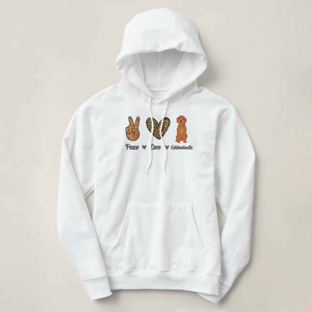 Peace Liebe Goldendoodle Leopard Lover Dog Pupp Hoodie (Design vorne)