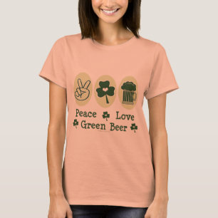 Peace Liebe Green Beer Ringer Tee Shirt