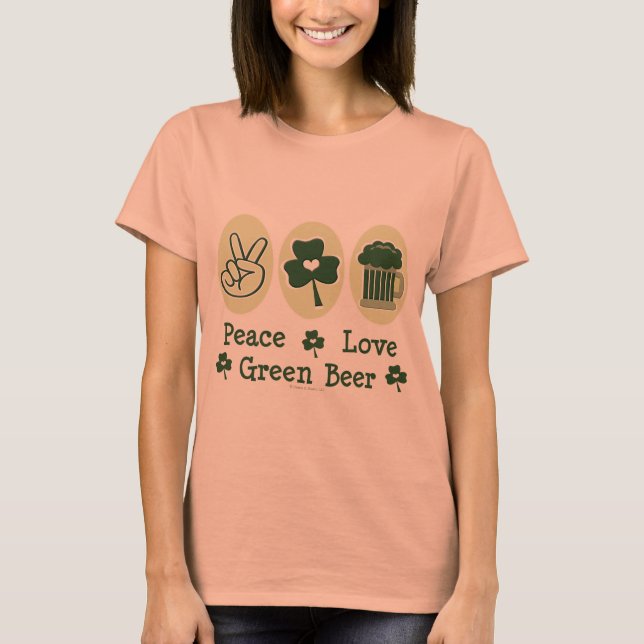 Peace Liebe Green Beer Ringer Tee Shirt (Vorderseite)