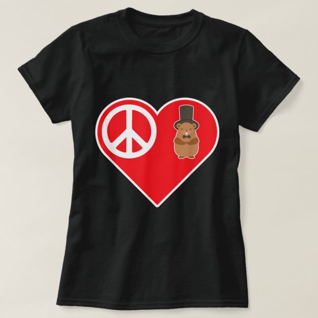 Peace Liebe Groundhog mit Top Hat Funny Ground Hog (Design vorne)