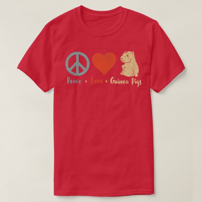 Peace Liebe Guinea Schweine Lover Wheek Retro Prem T-Shirt (Design vorne)