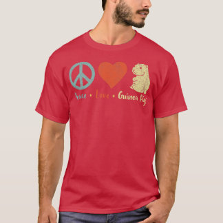 Peace Liebe Guinea Schweine Lover Wheek Retro Prem T-Shirt