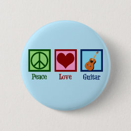 Peace Liebe Guitar Niedlich Blue Gitarrist Button