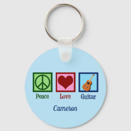 Peace Liebe Guitar Niedlich Blue Monogram Gitarris Schlüsselanhänger