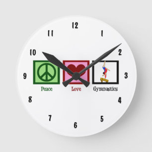 Peace Liebe Gymnastik Runde Wanduhr