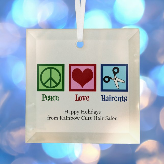 Peace Liebe Haarschnitte Custom Hair Salon Weihnac Ornament Aus Glas (Von Creator hochgeladen)
