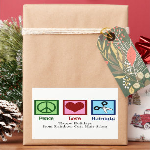 Peace Liebe Haarschnitte Custom Hair Salon Weihnac Rechteckiger Aufkleber