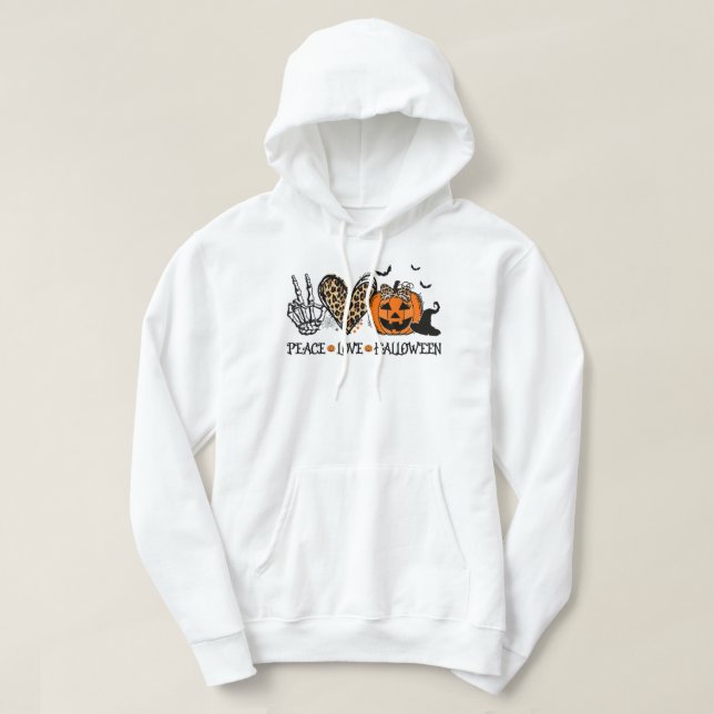 Peace Liebe Halloween glückliche Halloween Pumpkin Hoodie (Design vorne)