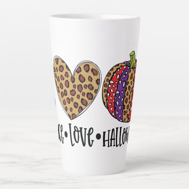 Peace Liebe Halloween Milchtasse (Vorderseite)
