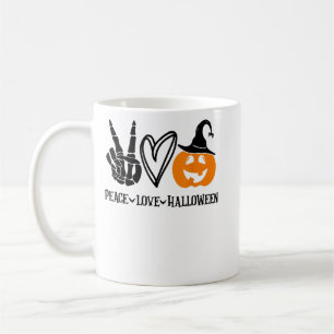Peace Liebe Halloween Shirt Funny Skeleton Hand Pu Kaffeetasse
