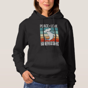Peace Liebe Hammerhead Sharks Retro Art Hammer Fis Hoodie