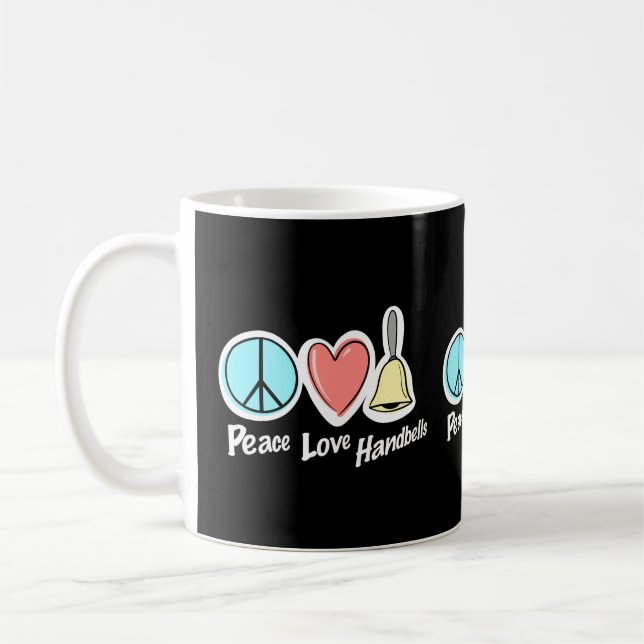 Peace Liebe Handbells Design for Ringers T - Shirt Kaffeetasse (Links)