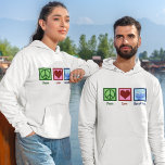 Peace Liebe Hanukkah<br><div class="desc">Liebe Hanukkah unisex hoodie für einen jüdischen Mann oder eine jüdische Frau,  die Chanukah gerne feiern. Ein hübsches Friedenszeichen,  ein Herz und eine wunderschöne Menorah.</div>