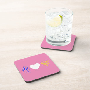 Peace Liebe & Hanukkah Hard Plastic Untersetzer