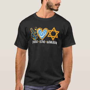Peace Liebe Hanukkah Leopard Hanukkah Menorah Jewi T-Shirt