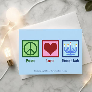 Peace Liebe Hanukkah Niedlich Custom Blue Feiertagskarte
