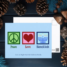 Peace Liebe Hanukkah Niedlich Custom Blue Postkarte
