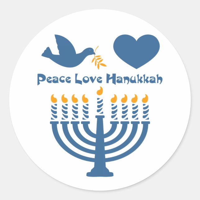 Peace Liebe Hanukkah Runder Aufkleber (Vorderseite)