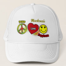 Peace Liebe Happiness Symbols mit Name auf YELLOW