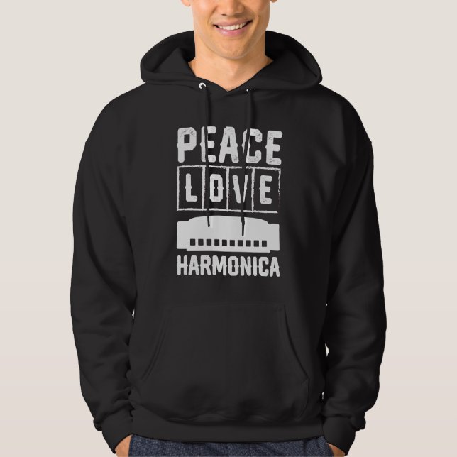 Peace Liebe Harmonica Hoodie (Vorderseite)