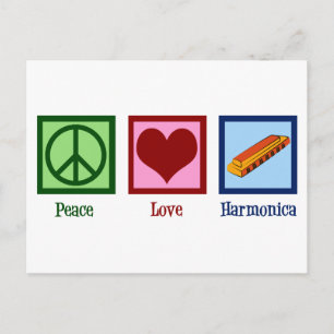 Peace Liebe Harmonica Postkarte