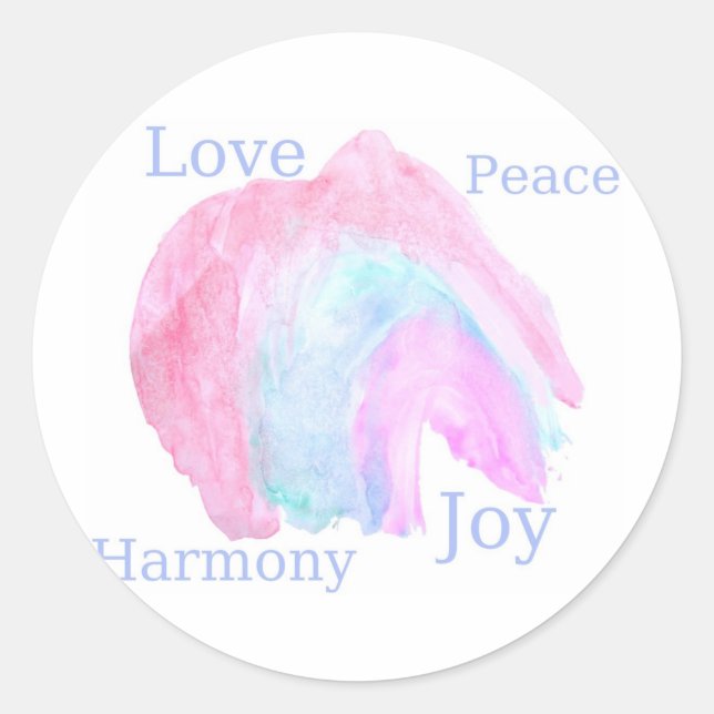 Peace Liebe Harmony Joy Runder Aufkleber (Vorderseite)