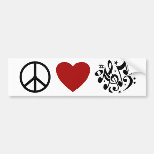 Peace Liebe Harmony Red Heart Black Musical Notes Autoaufkleber