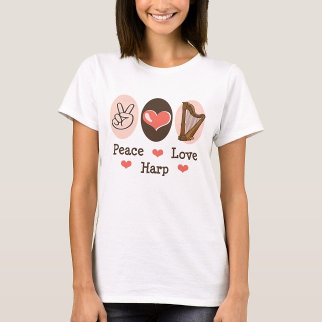 Peace Liebe Harp Ringer T - Shirt (Vorderseite)