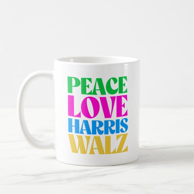 Peace Liebe Harris Walz Kaffeetasse (Links)