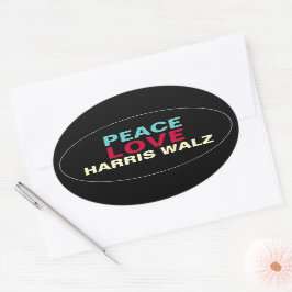 PEACE LIEBE HARRIS WALZ Oval Aufkleber